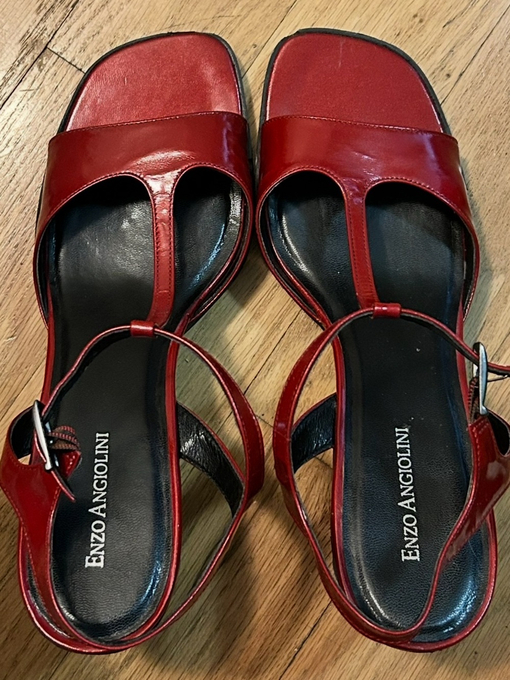Enzo Angiolini Red T-Strap Heels • Women's Size 10M